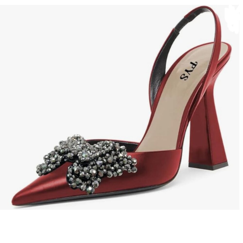 Fys Dark Red Pretty Elegant Slip On Pointed Toe B… - image 1